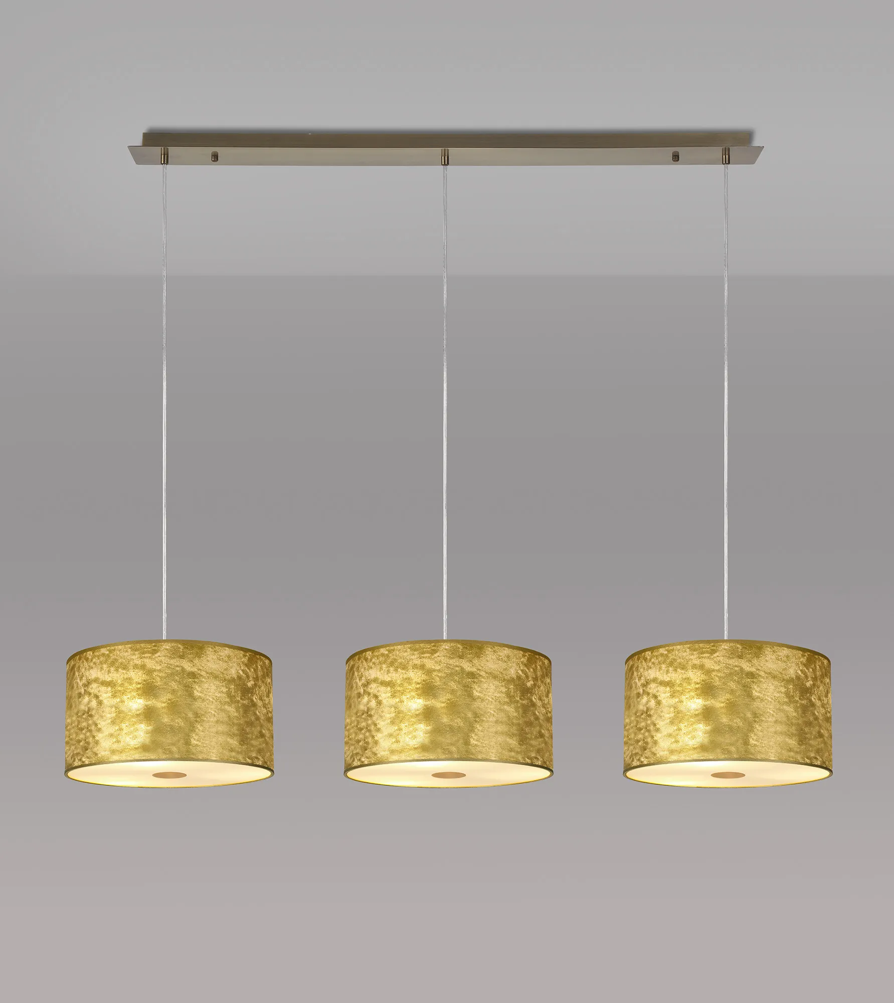 Baymont 30cm Shade 3 Light Pendant Antique Brass, Gold Leaf, Frosted Diffuser DK0841  Deco Baymont AB GL